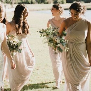 Long Mesh Dress with One Shoulder Neckline